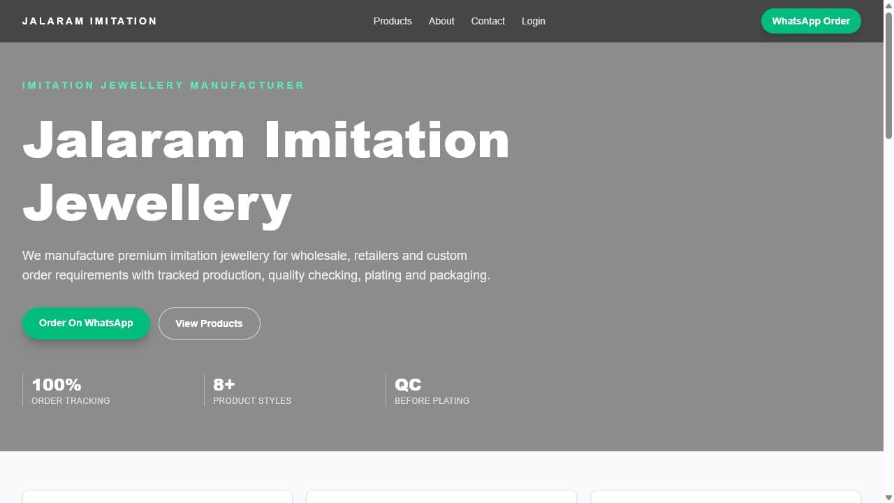 Jalaram Imitation live website screenshot